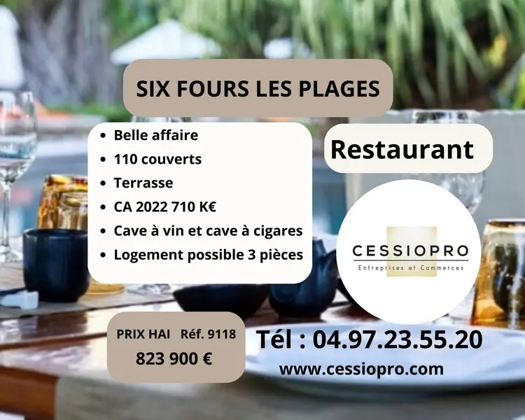 TRES BELLE AFFAIRE DE RESTAURATION A SIX FOURS LES PLAGES