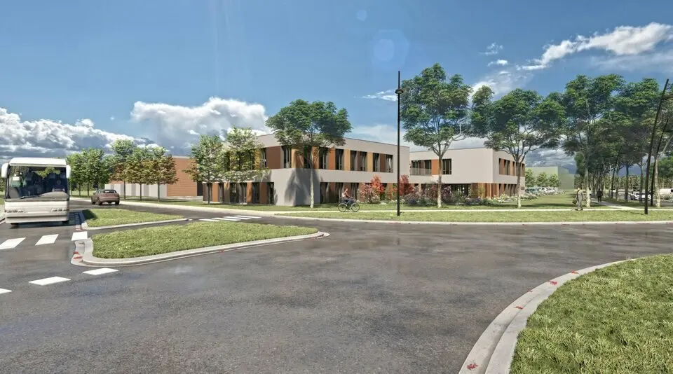 Immeuble de bureaux en construction.