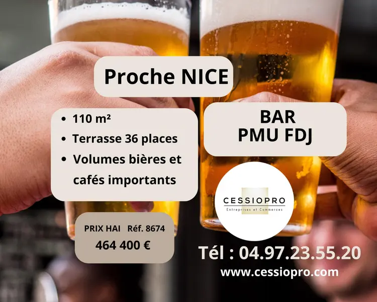 Bar pur et PMU en centre-ville entre ANTIBES et NICE